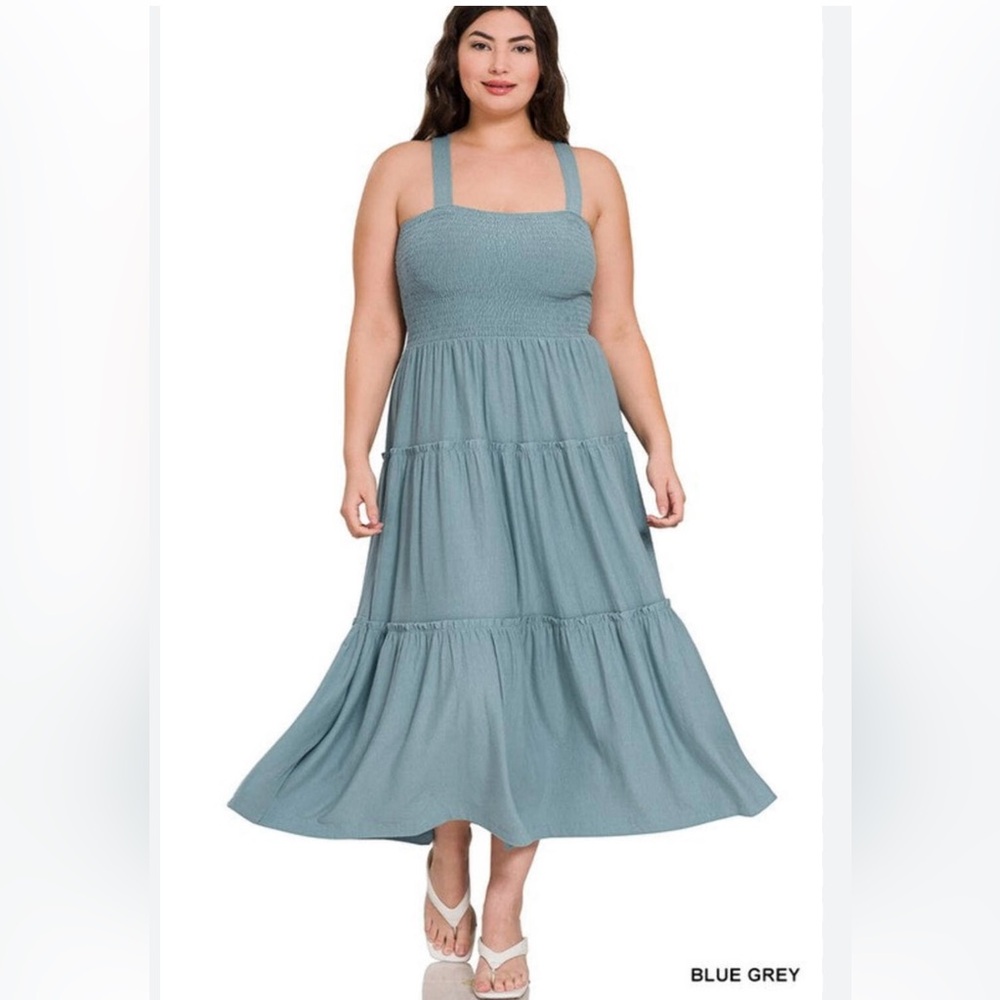 Deana women size‎ 2X smocked tier midi  sundress